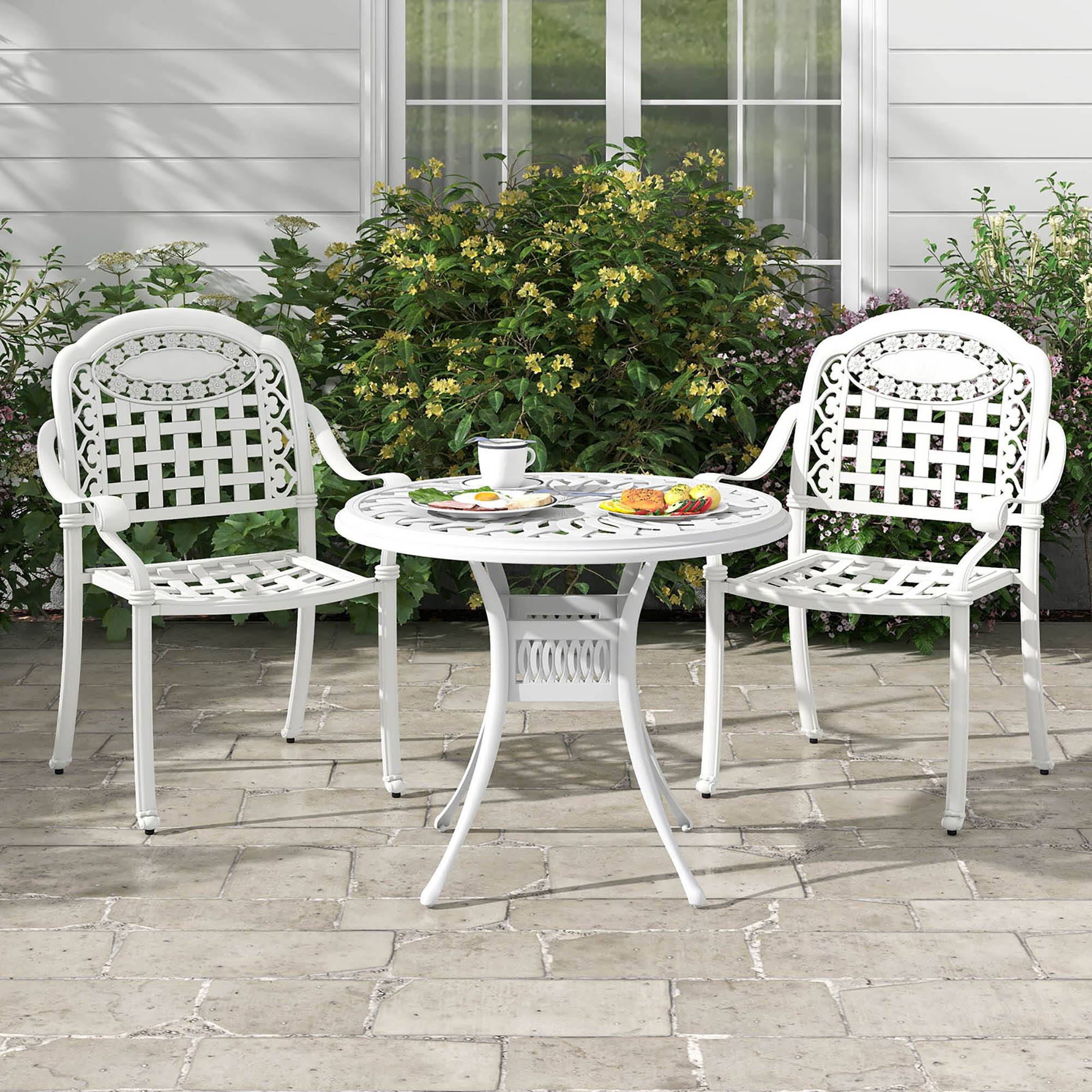 Alt View 4. Gymax - Gymax 4 Pieces Cast aluminum patio chair bistro dining chair outdoor cast aluminum chair - White.
