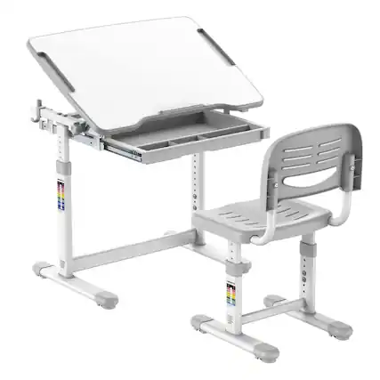 Front. Mount-It! - Mount-It! Children's Desk and Chair Set — Adjustable Kids Study Table with Chair for Home or School, Grey - Grey.