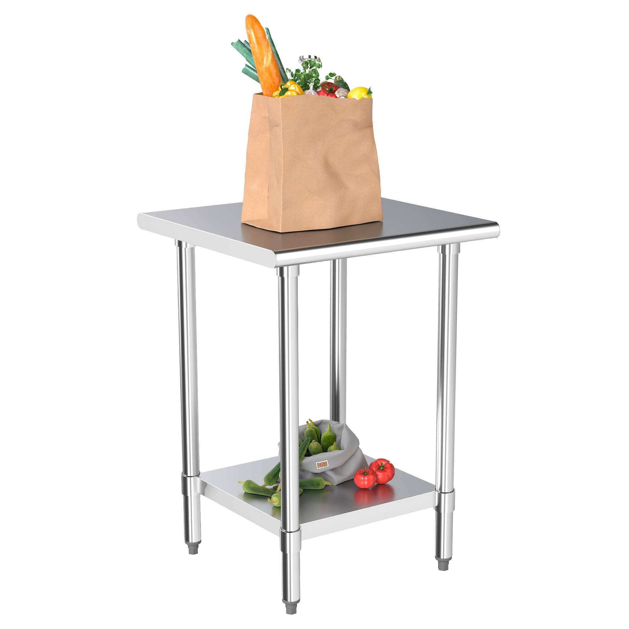 Alt View 7. KLEENSTEEL - 24" x 24" NSF Stainless Steel Worktable Adjustable Undershelf for Kitchen & BBQ.