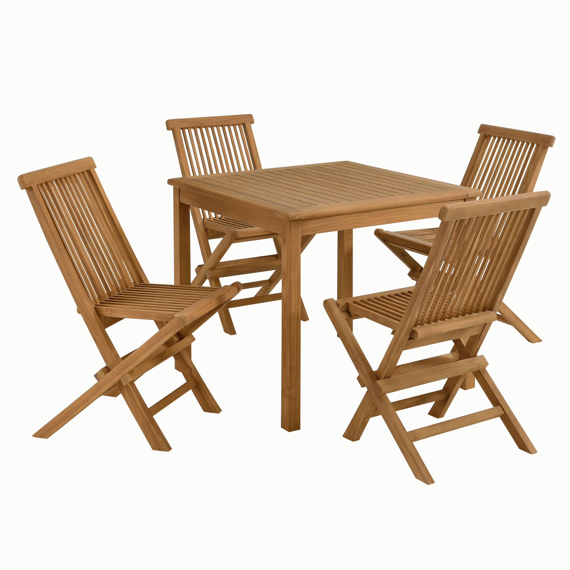 Angle. Modway - Vienna 5-Piece Outdoor Patio Teak Wood Dining Set with Folding Chairs by Modway - Natural Natural.