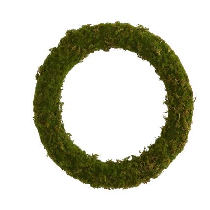 Front. BreeBe - 20” Moss Artificial Wreath - Green.