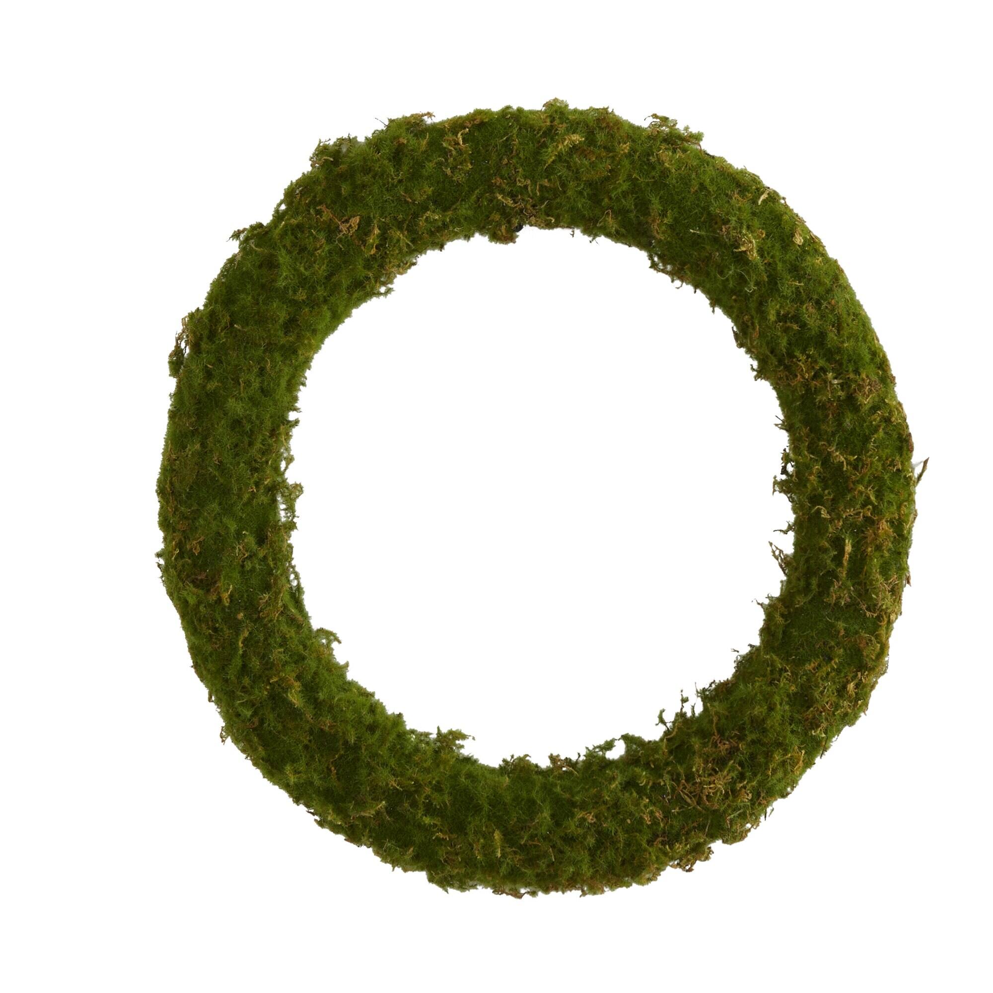 Front. BreeBe - 20” Moss Artificial Wreath - Green.