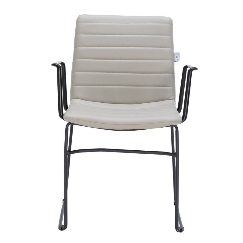 Alt View 2. LeisureMod - Zylar Office ArmChair with PU Leather, Foam Cushion, Stainless Steel Base & Ergonomic Support - Tan.