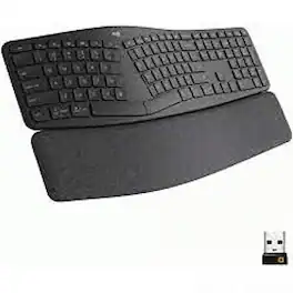 Microsoft - Logitech ERGO Keyboard & Mouse - USB Wireless Bluetooth/RF 2.40 GHz Keyboard - Graphite - USB Wireless Bluetooth/RF - Unknown