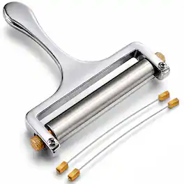 Luminuxe - Cheese Slicer for Block Cheese - Stainless Steel Wire, Adjustable Thickness Cheese Cutter for Mozzarella Cheddar Gruyere - Silver