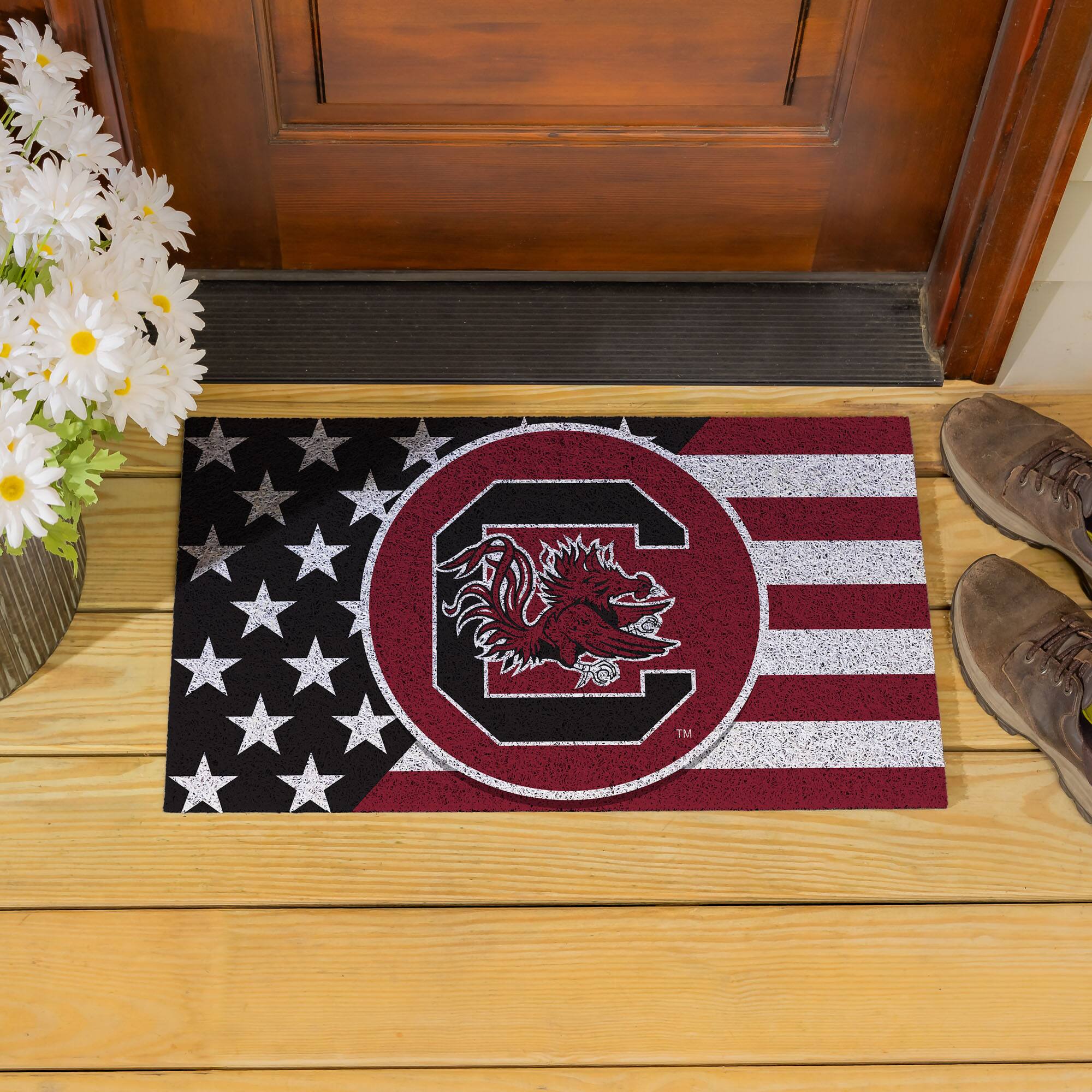 Alt View 3. Evergreen Enterprises - South Carolina Gamecocks 16" x 28" Stars & Stripes Patriotic Turf Mat - Multicolor.