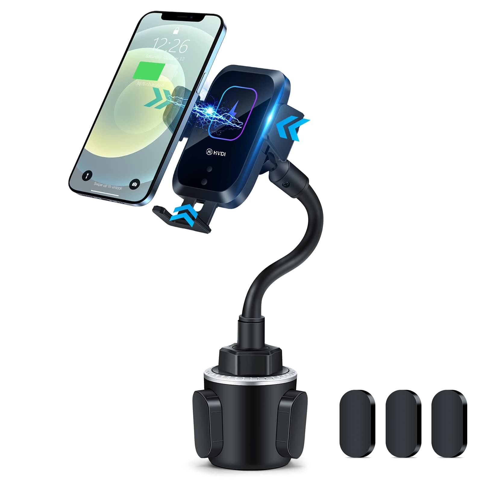 COTTAGE - Wireless Car Charger cup Holder Phone Mount Automatic Smart Sensor Clamping Qi 15w Fast Universal Adjustabl - Default