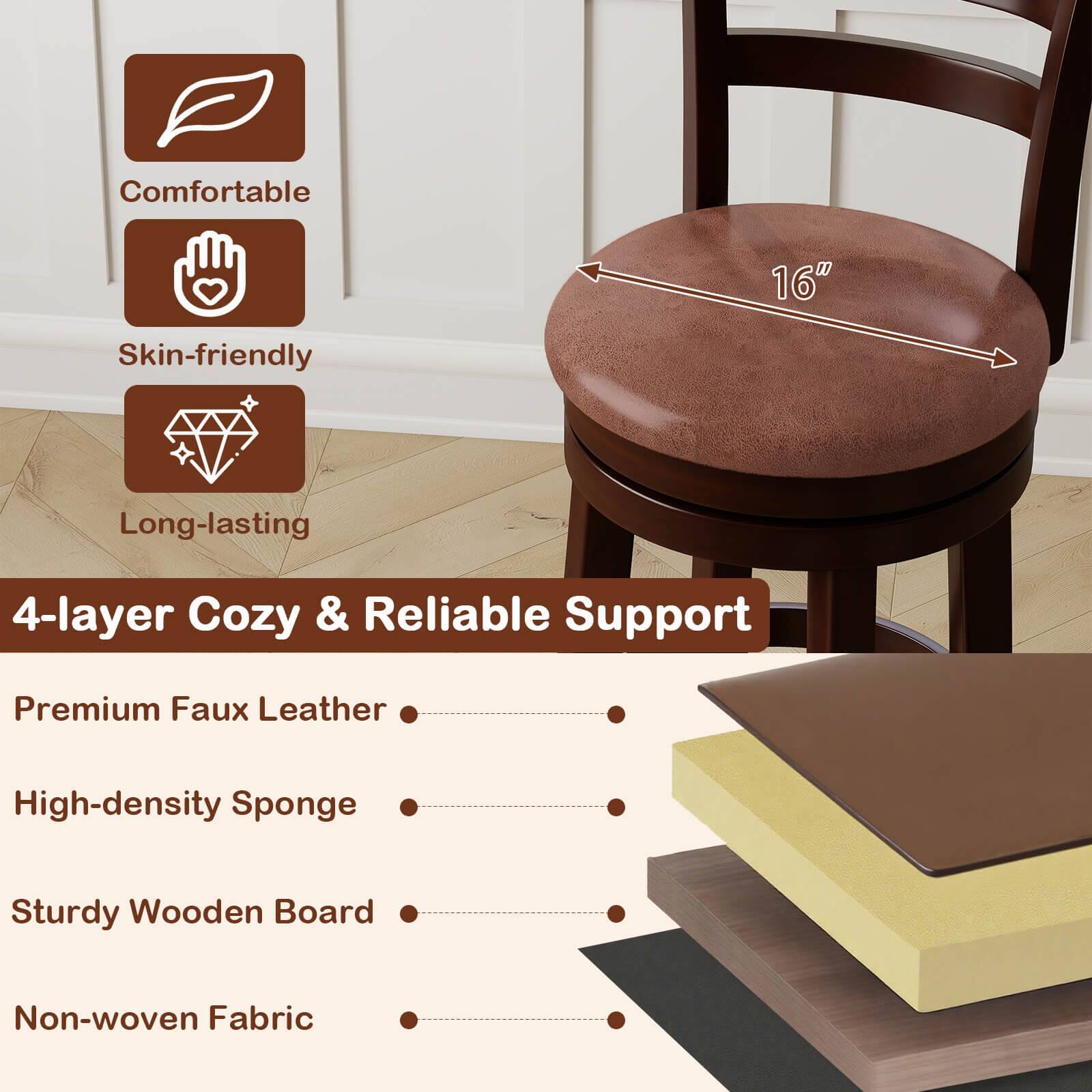 Comfortable  
Skin-friendly  
Long-lasting  

4-layer Cozy & Reliable Support  

- Premium Faux Leather  
- High-density Sponge  
- Sturdy Wooden Board  
- Non-woven Fabric