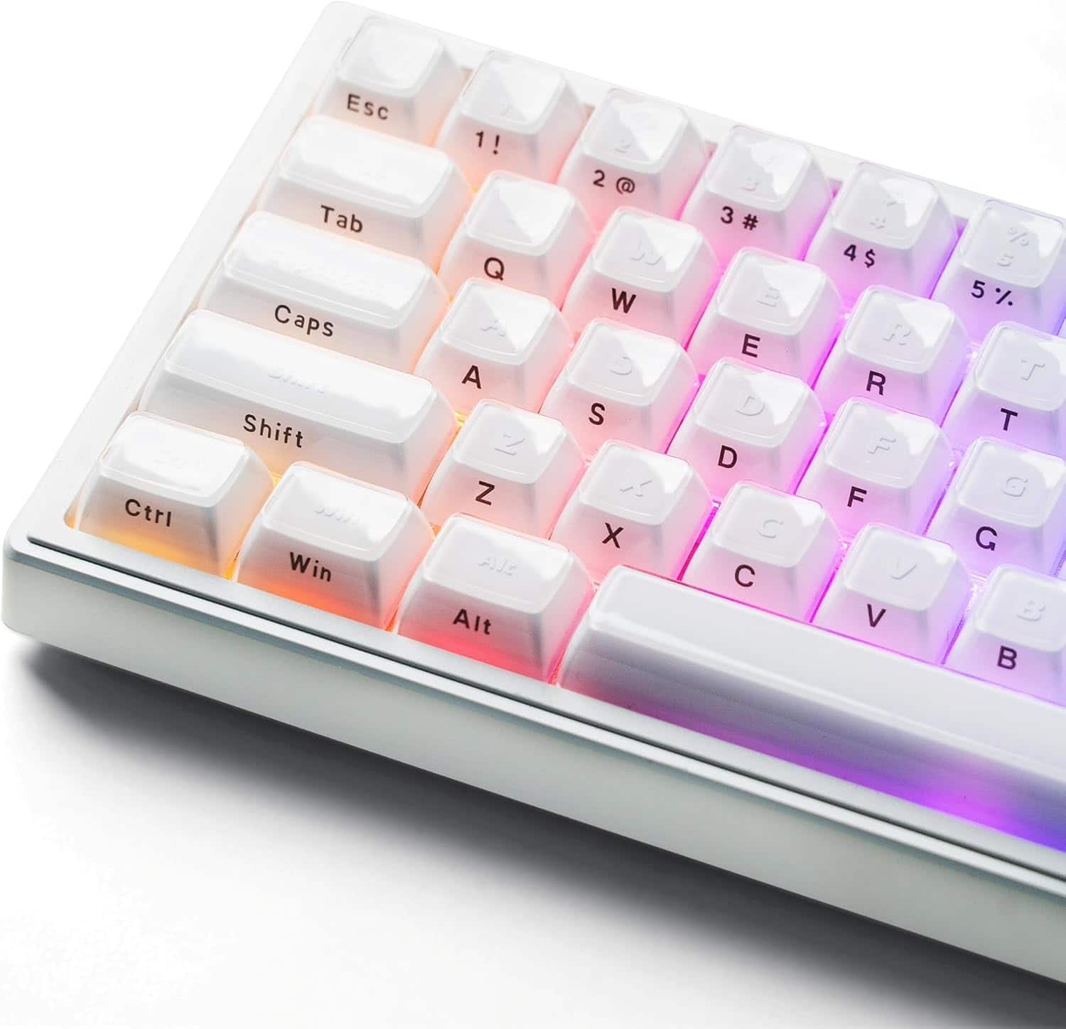 Womier - White Jelly 3.0 Keycaps Stereo Relief ASA Profile Keys for Cherry Gateron MX Switches Mechanical Keyboard - White-124 Keys