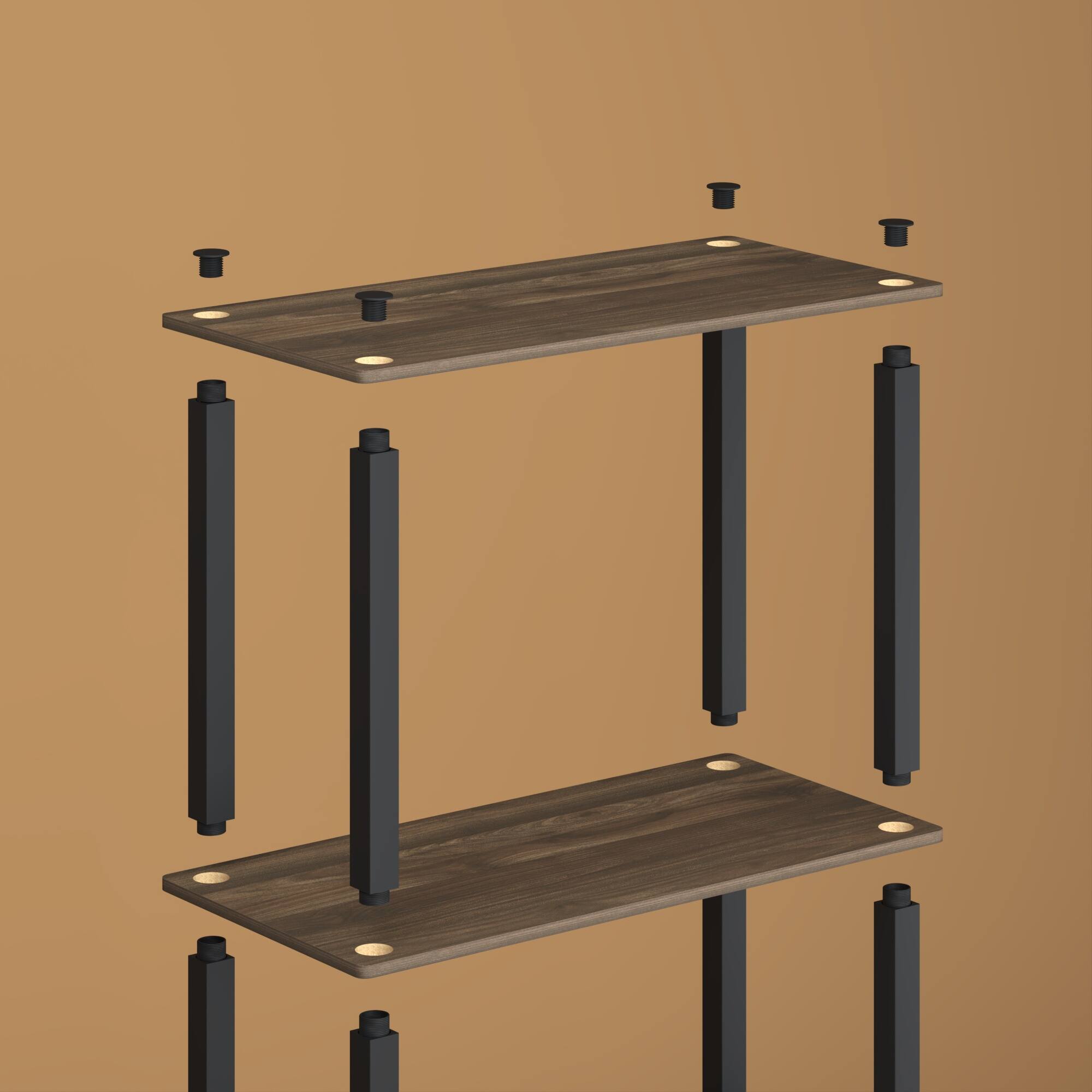 Left. HOMLUX - 3-Tier 29.6" Corner Shelf Open Shelves for Display for Living Room and Office Organization Columbia Walnut & Black - Columbia Walnut & Black.