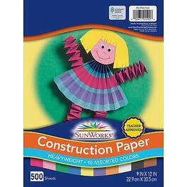 Prang - 9" x 12" Construction Paper, 500 Sheets/Pack - Assorted
