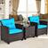 Alt View 9. Costway - 3PCS Patio Rattan Furniture Set Cushioned Conversation Set Sofa - Turquoise.