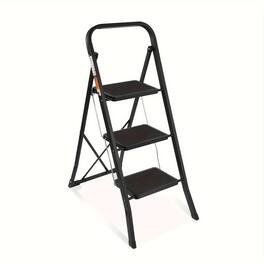 Brick Attic - 3 Step Ladder, Folding Step Stool withExtra Wide Anti-Slip Pedal,Sturdy Portable Ladder, 330lbs Capacity for Household - Black