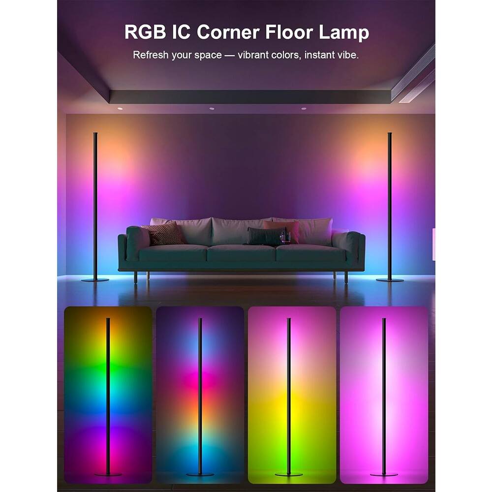 RGB IC Corner Floor Lamp  
Refresh your space — vibrant colors, instant vibe.
