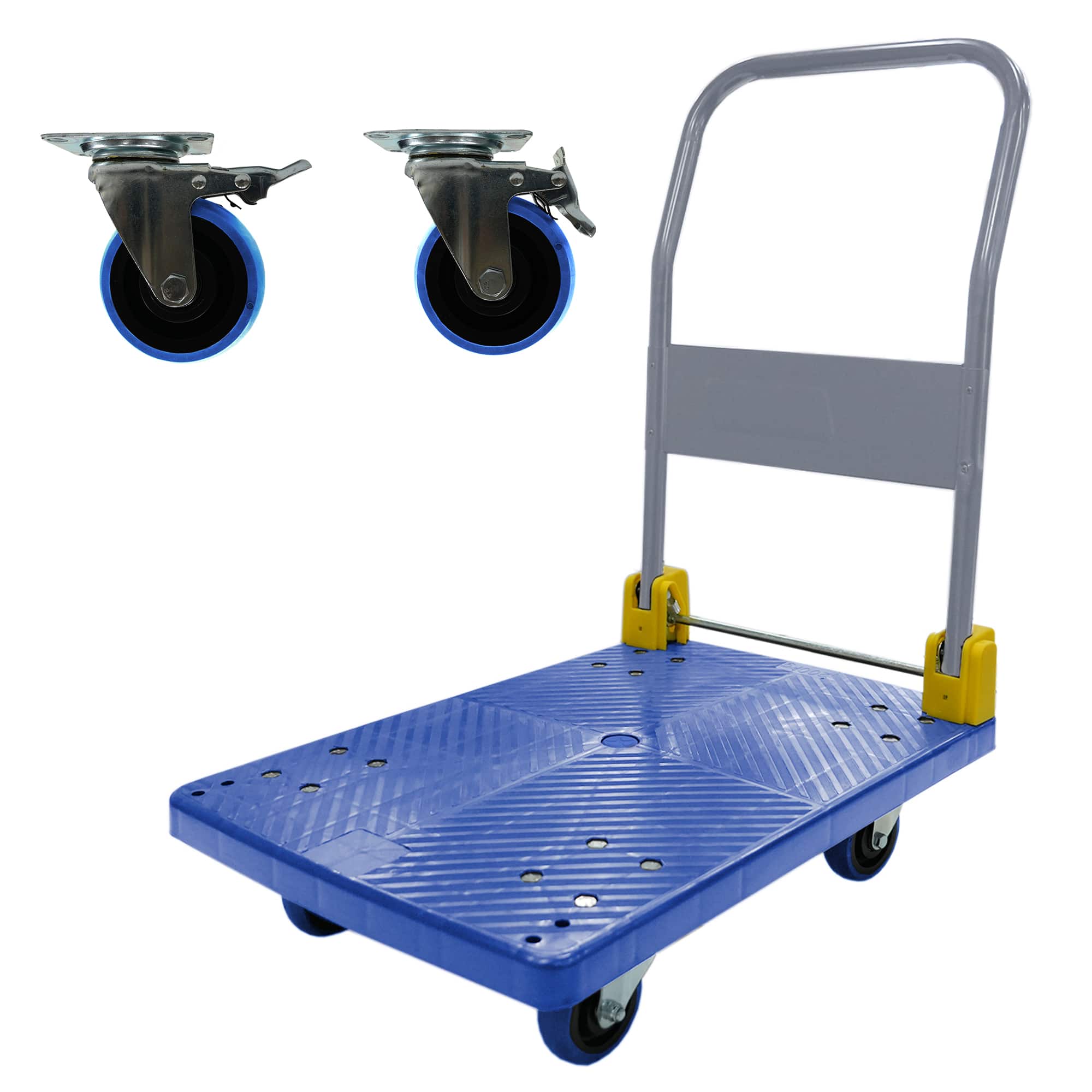 Boyel Living - Folding Heavy Duty Flatbed Cart 880 lbs Capacity Moving Platform Truck - Blue