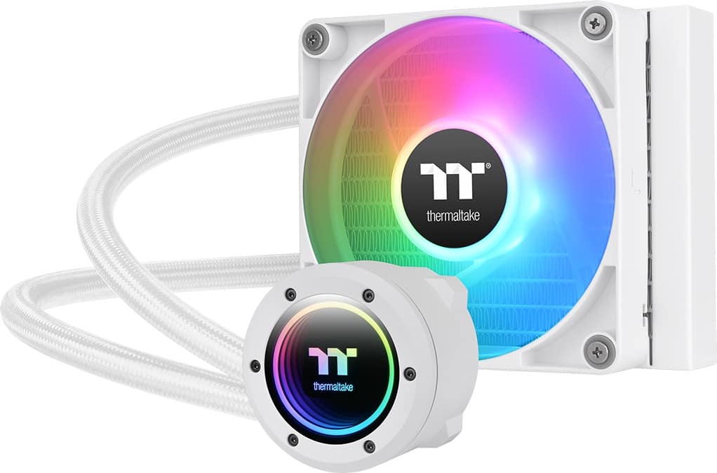 Thermaltake - TH120 V2 ARGB Sync 120mm AIO Liquid Cooler (1x 120mm ARGB PWM Fans) with Mirror Rotating Cap Design - White - Front_Zoom