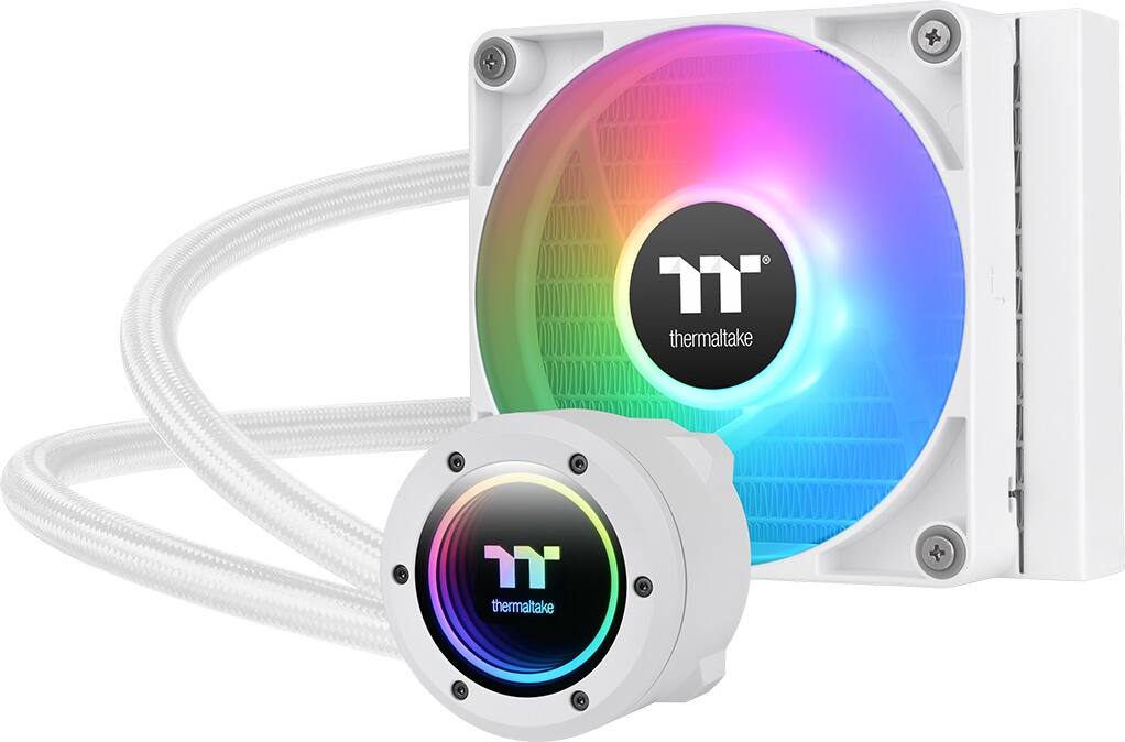 Thermaltake - TH120 V2 ARGB Sync 120mm AIO Liquid Cooler (1x 120mm ARGB PWM Fans) with Mirror Rotating Cap Design - White
