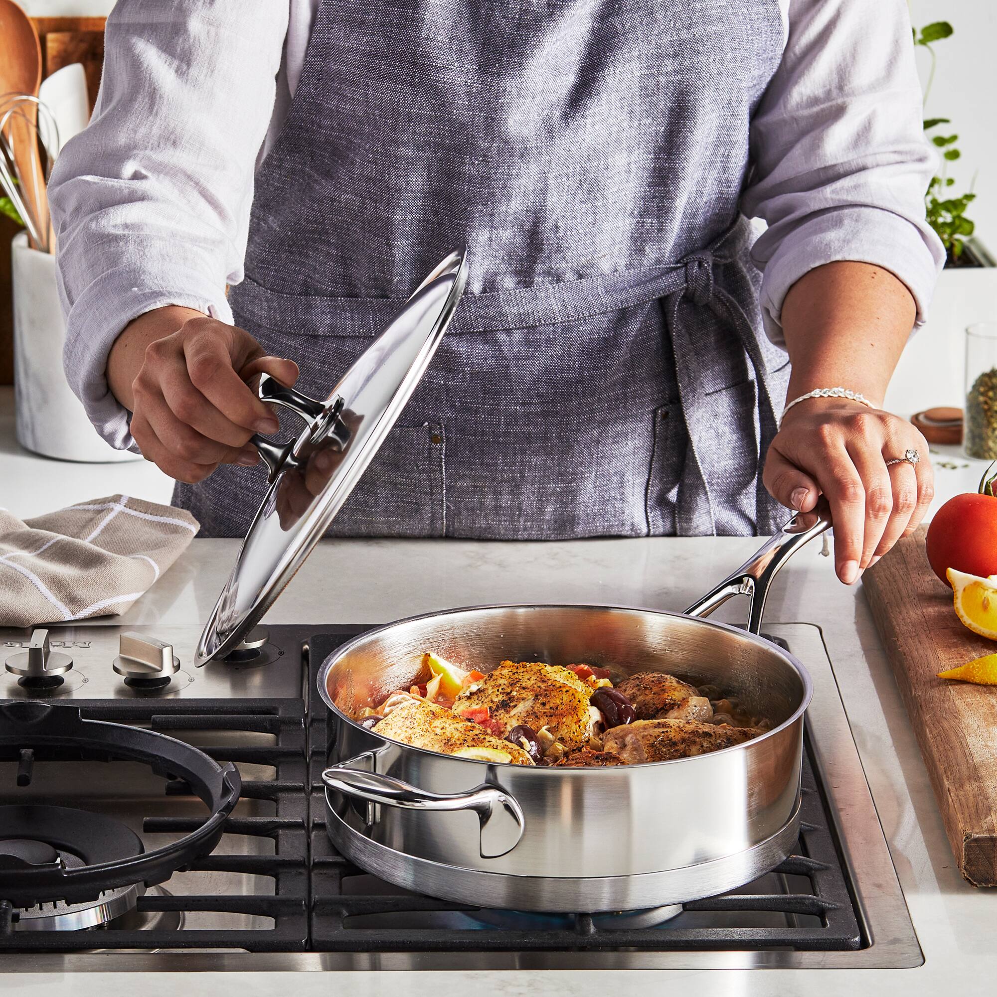 Alt View 2. Demeyere - Demeyere Industry 5-Ply 10-pc Stainless Steel Cookware Set - Stainless Steel.