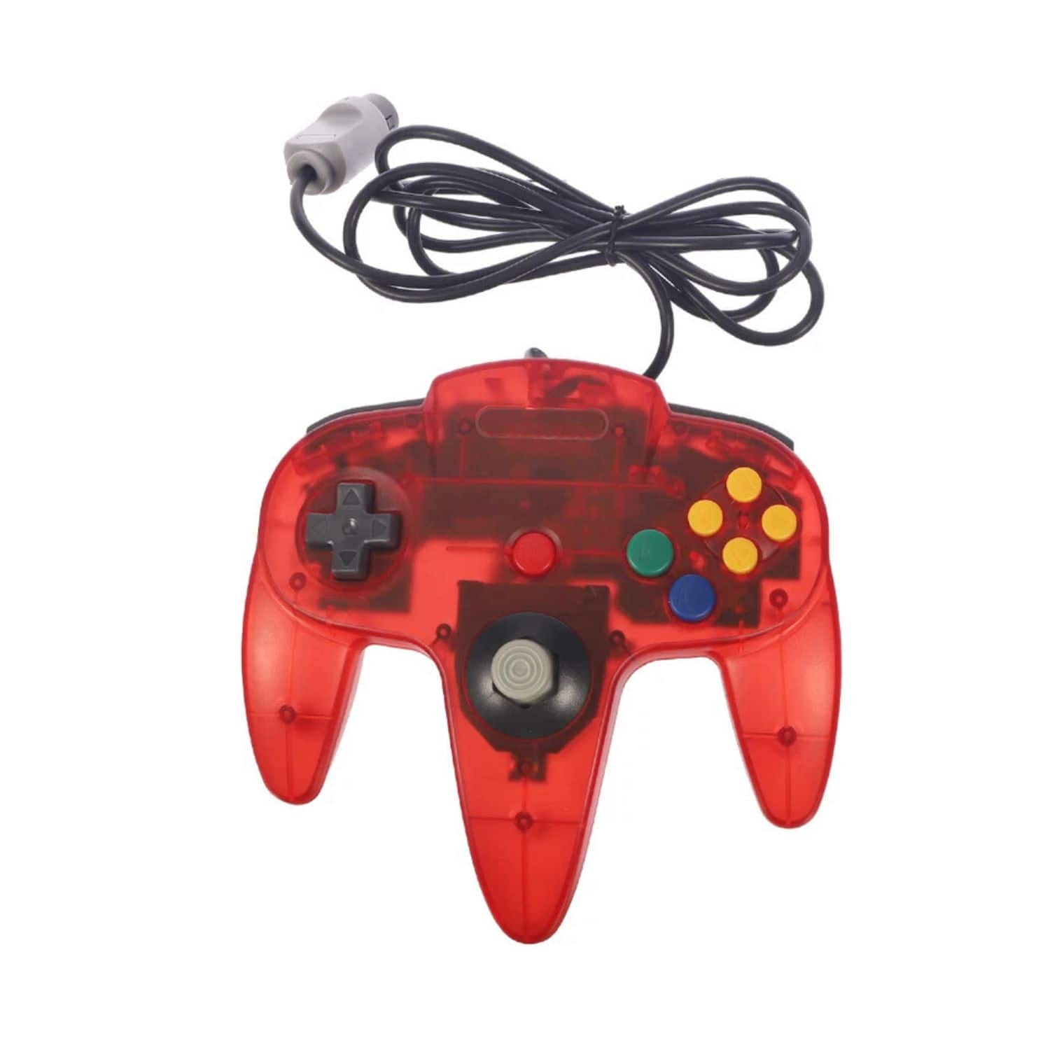 Stock Preferred - Classic Wired Controller for Nintendo 64 (N64) Retro Gamepad 6ft Cable - Transparent Red