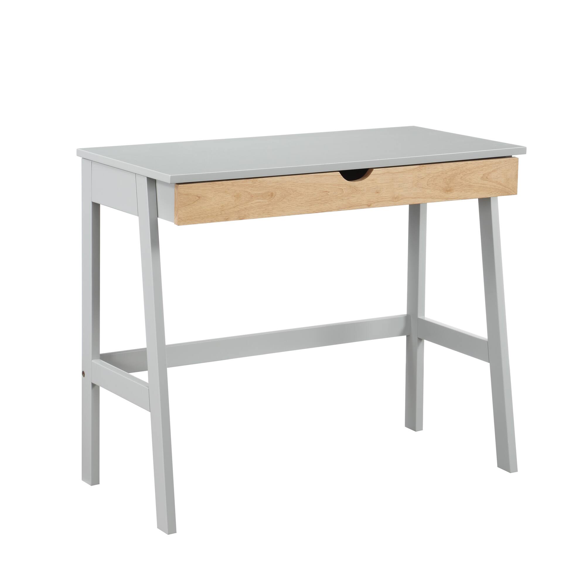 Back. GOODSILO - Modern Home Office Desk with Spacious Drawer for Study and Remote Work, Solid Wood Construction in Gray Finish - Gray.