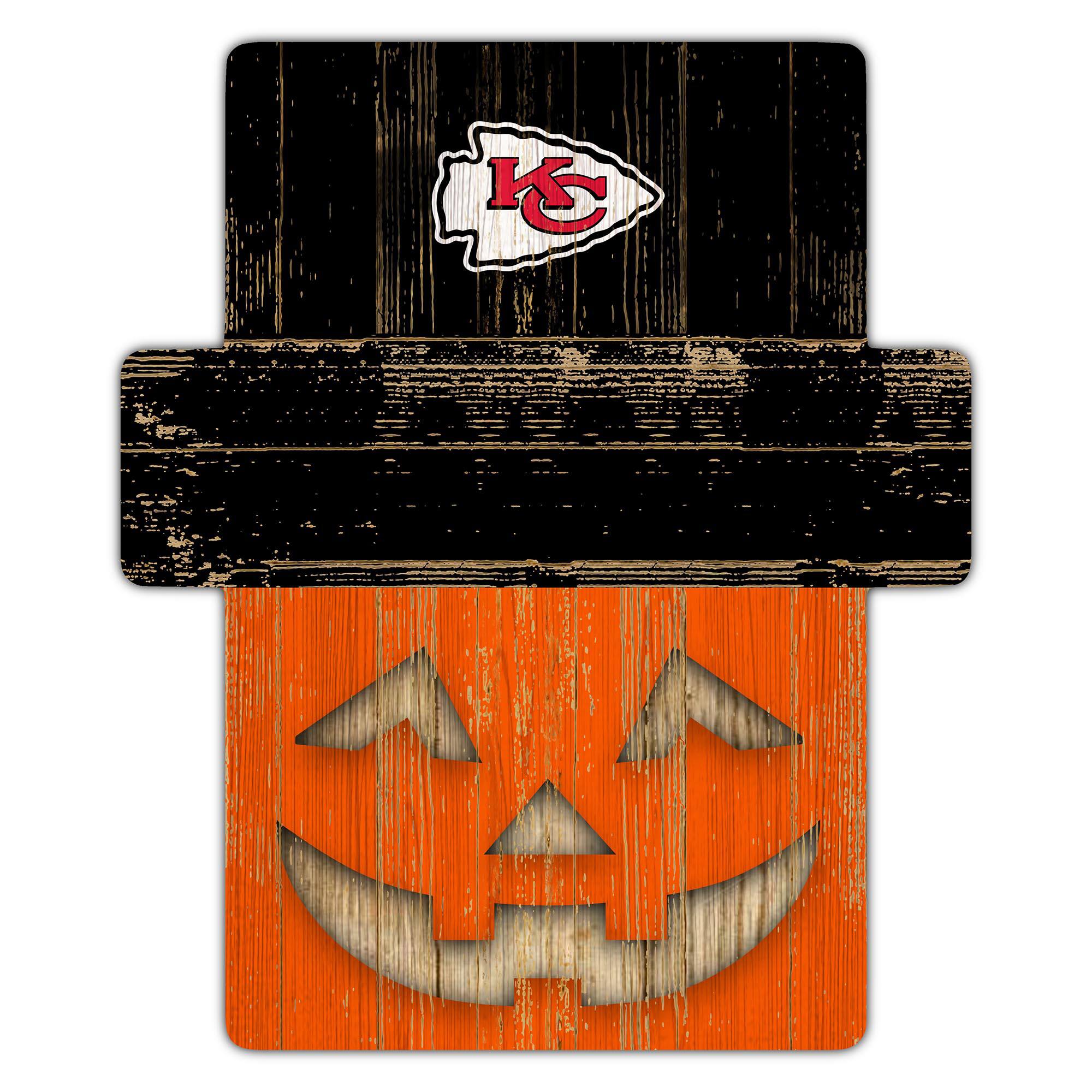 Front. Fan Creations - Kansas City Chiefs 12" x 12" Jack-O-Lantern Display - Orange.