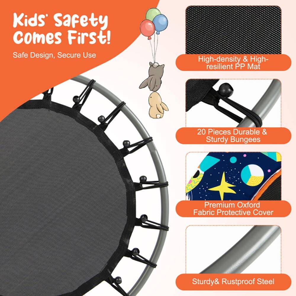 Kids' Safety Comes First!  
Safe Design, Secure Use  

- High-density & High-resilient PP Mat  
- 20 Pieces Durable & Sturdy Bungees  
- Premium Oxford Fabric Protective Cover  
- Sturdy & Rustproof Steel