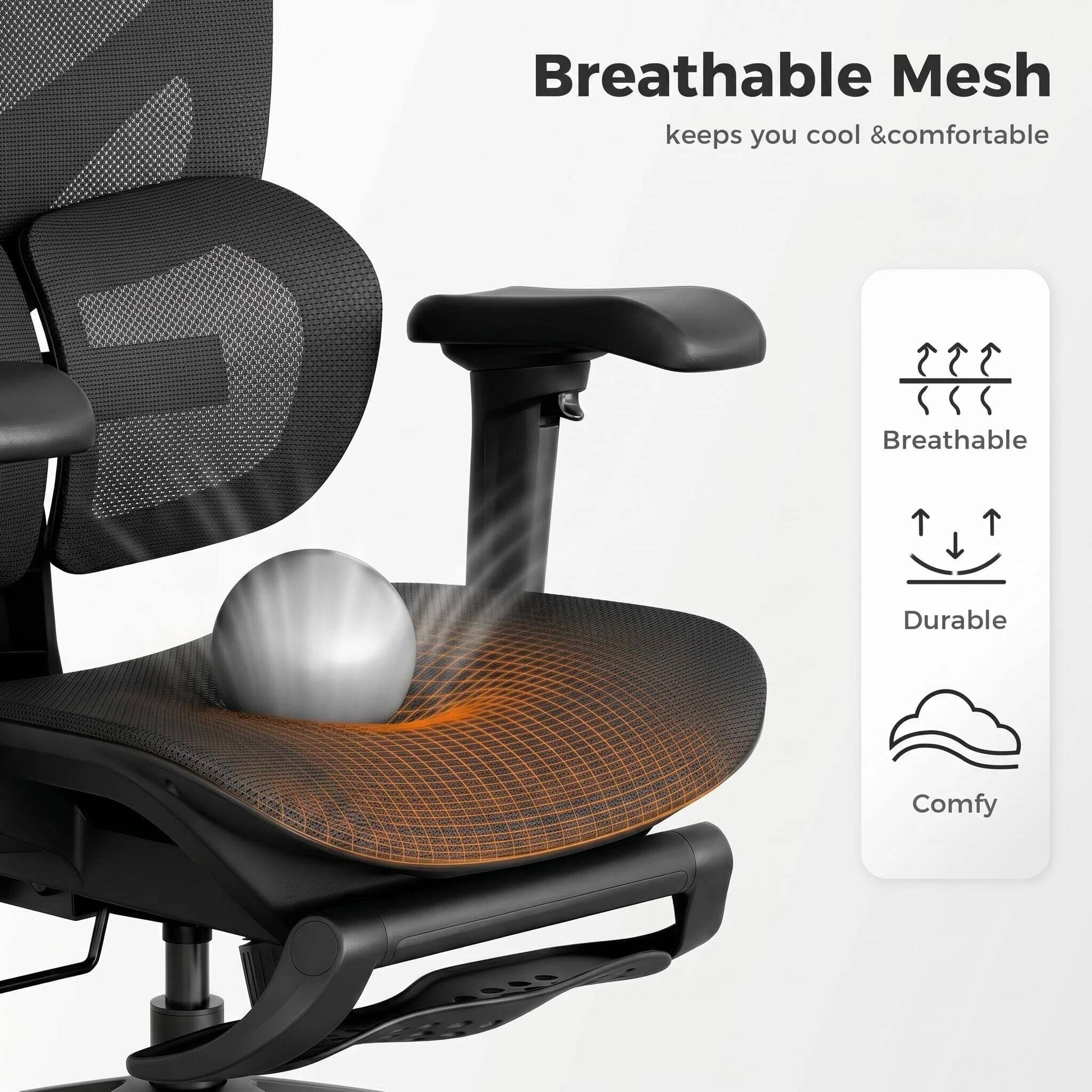 Breathable Mesh keeps you cool & comfortable  
Breathable  
Durable  
Comfy