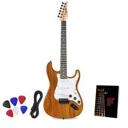 Lyxpro - CS 39” Electric Guitar Kit for Beginner with Amp Cable, 6 Picks & Guide - Mahogany