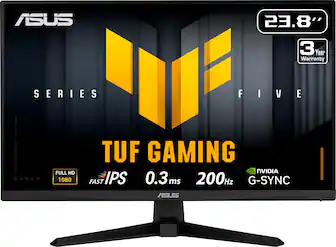 ASUS - TUF Gaming 24" FHD IPS 200Hz 0.3ms Gaming Monitor with G-SYNC/FreeSync Premium (DisplayPort, HDMI) - Black