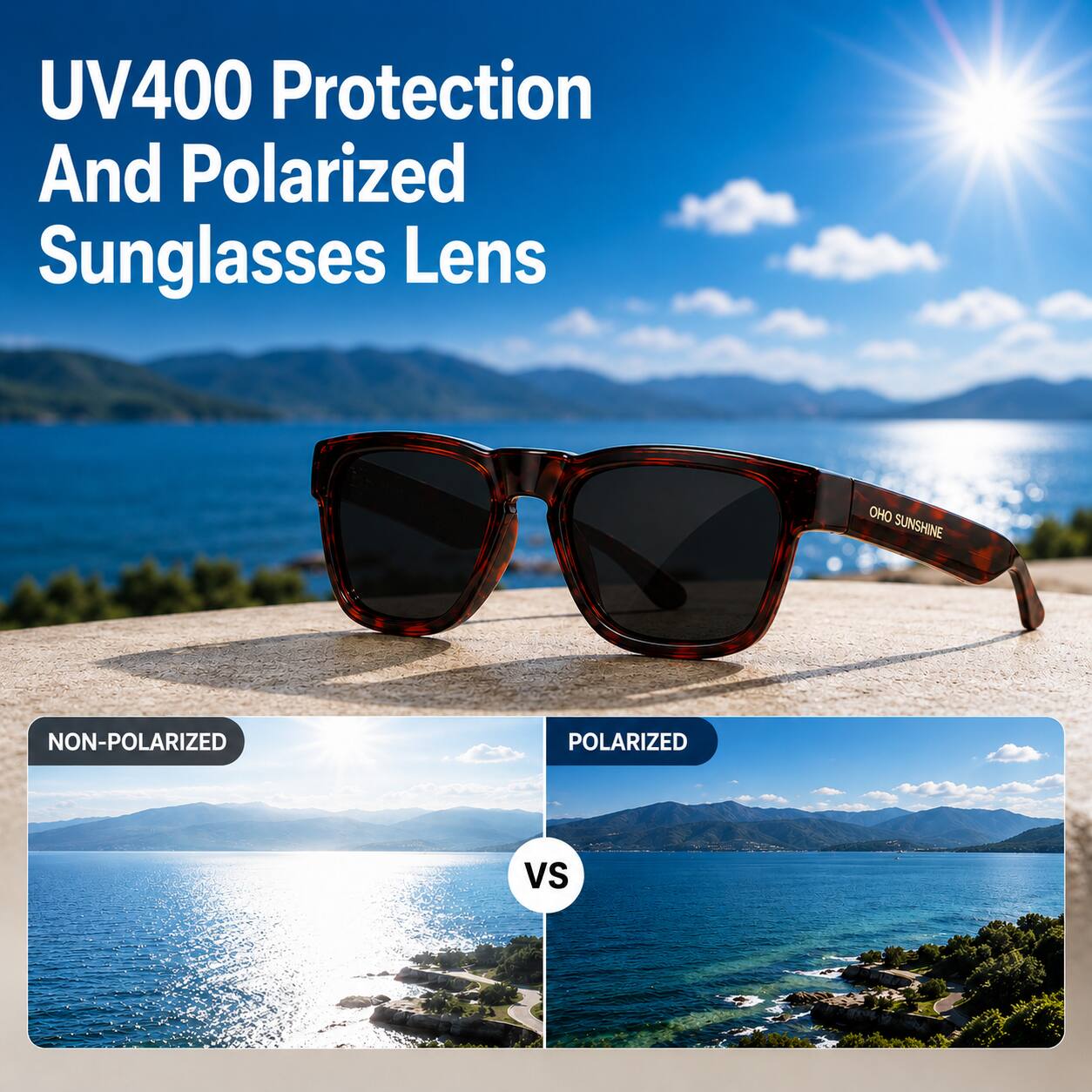 UV400 Protection And Polarized Sunglasses Lens

OHO SUNSHINE

NON-POLARIZED

POLARIZED

VS