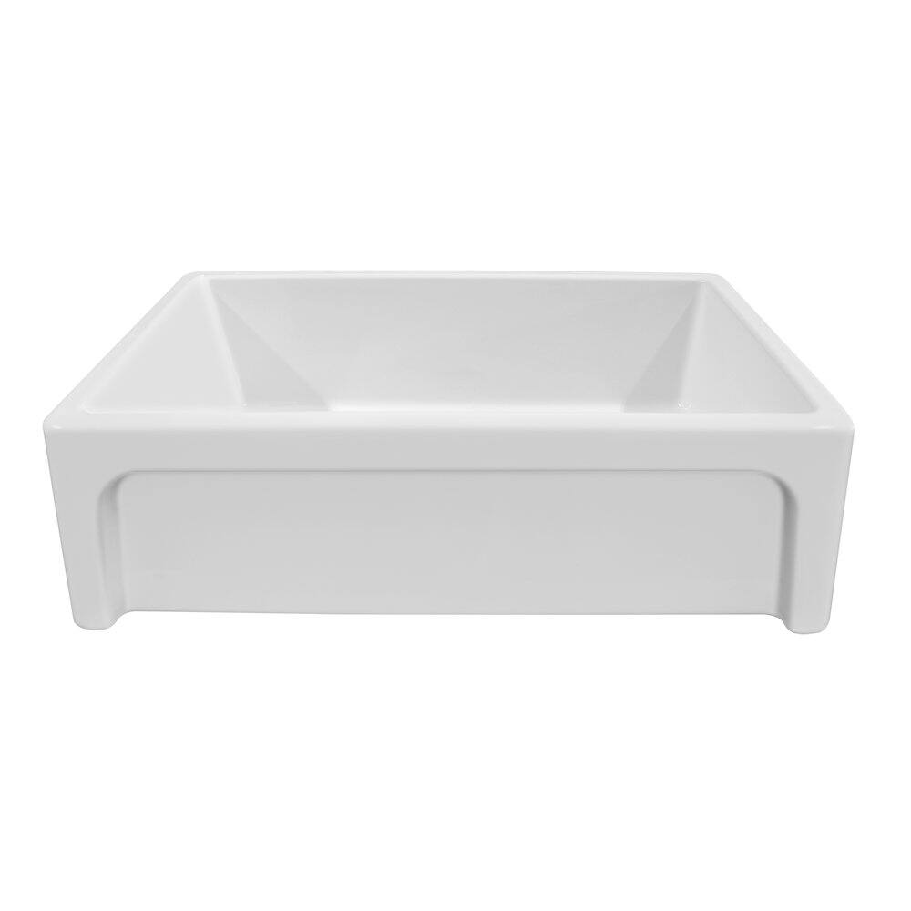 Left. Whitehaus - Shakerhaus 33" Reversible Kitchen Fireclay Sink - White.