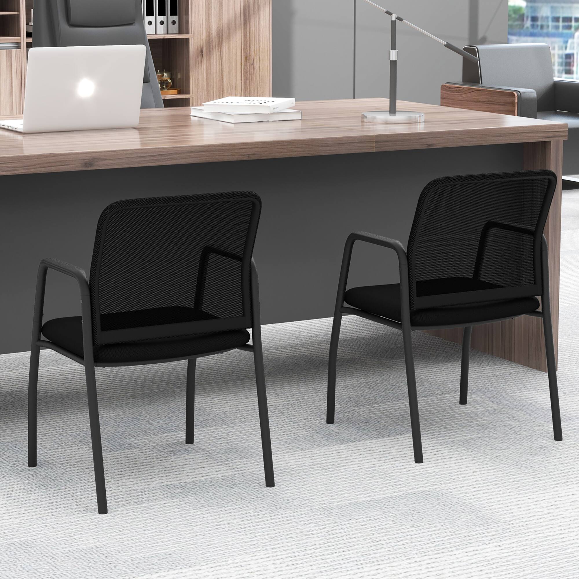 Alt View 1. Gymax - Gymax Meeting Room Chair Set of 12 Waiting Room Chairs w/ Ergonomic Backrest & Armrests - Black.