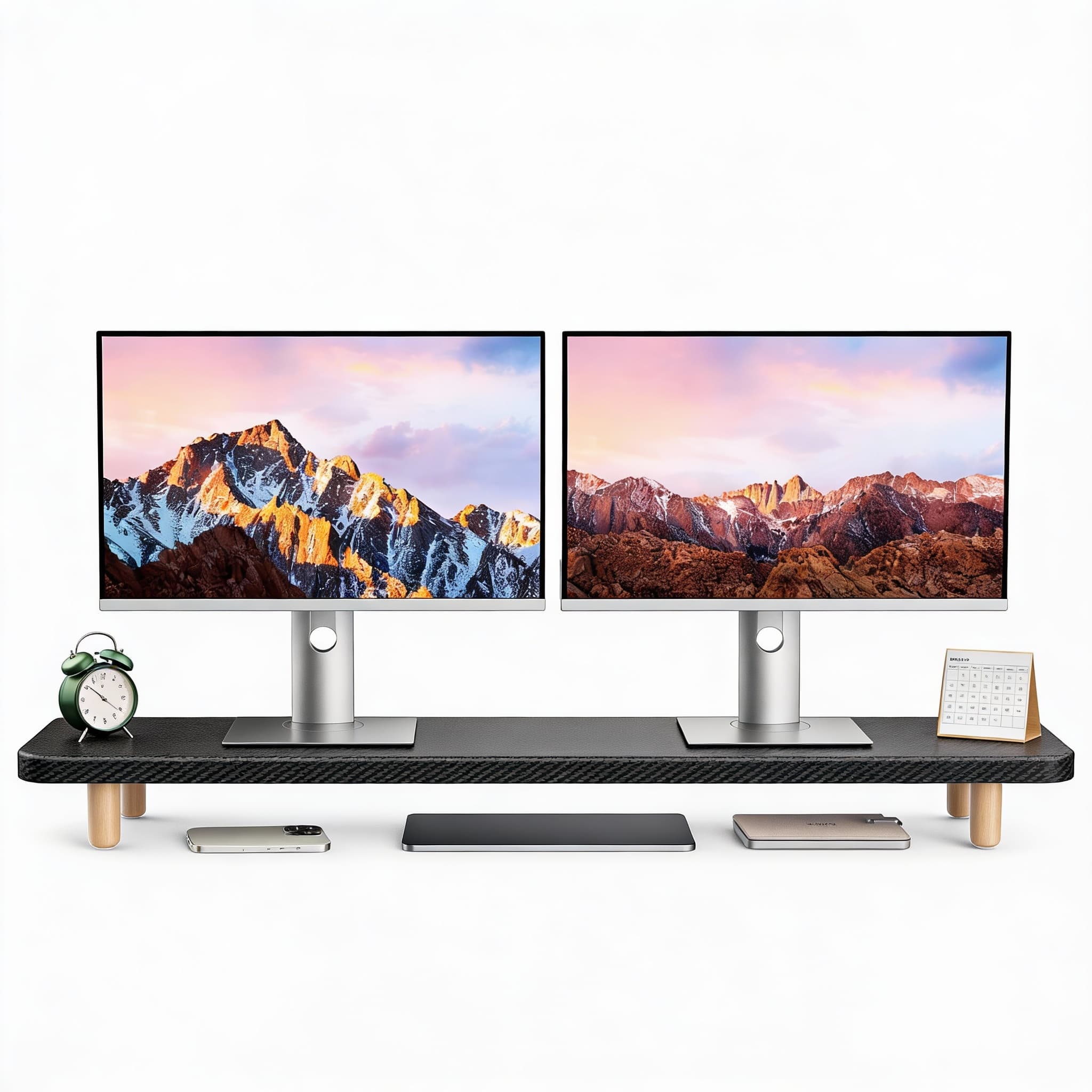 Frangdom - Dual Monitor Riser with Storage - Black 39inches
