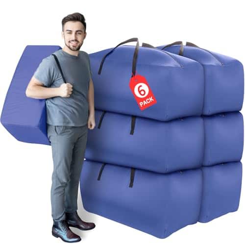 DORLUKFU - 6 Pack Moving Bags with Strong Zipper & Comfortable Handles, Heavy-Duty Storage Tote Moving Supplies for Packing - ‎Navy Blue
