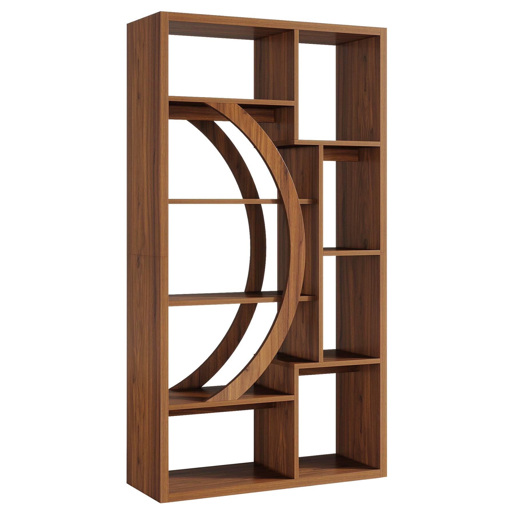 Angle. Kadyn - Wood Bookshelf, 5-Tier Display Shelf, Storage Shelving Unit for Home Office, Brown - Brown.