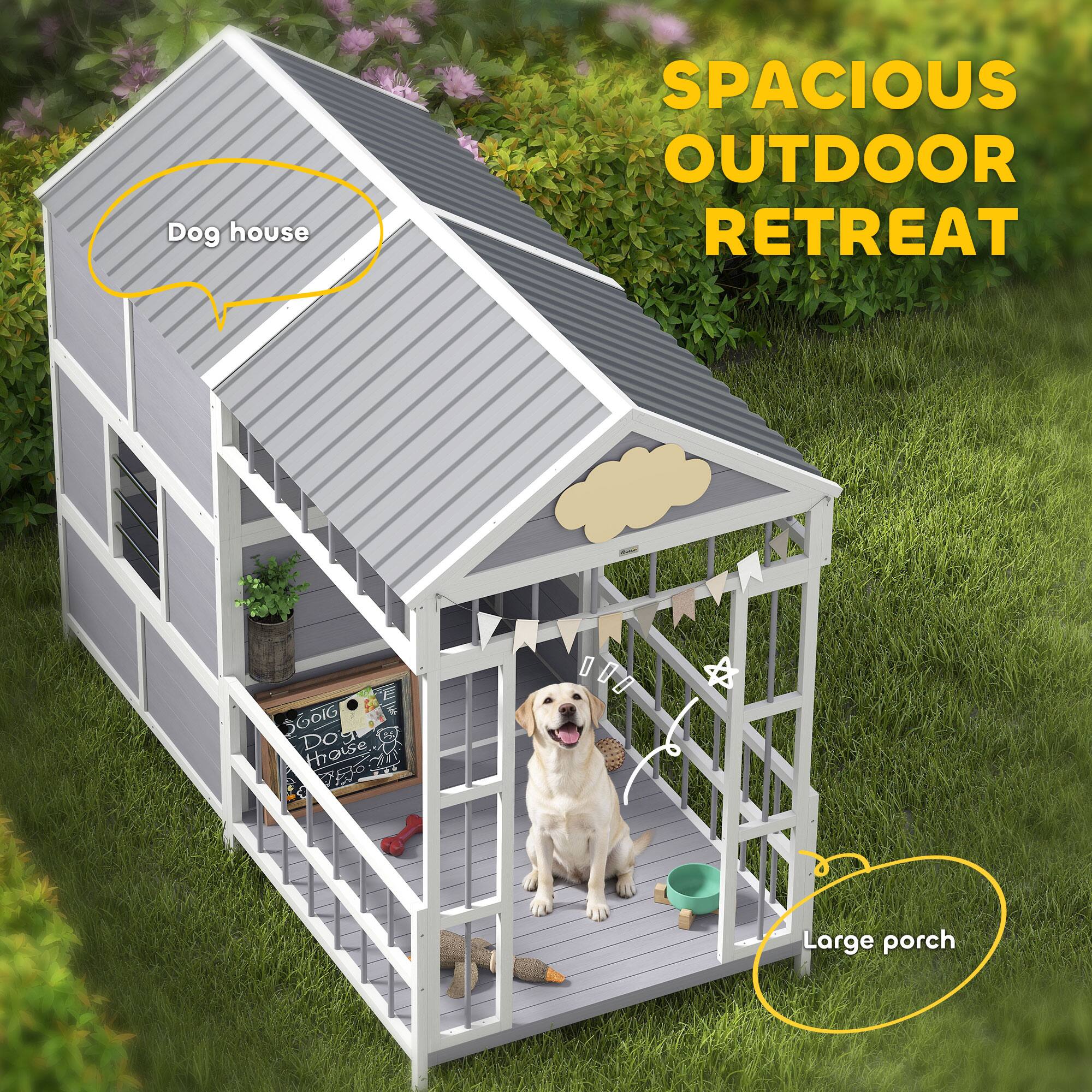 Dog house  
SPACIOUS OUTDOOR RETREAT  
Large porch