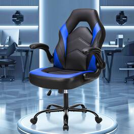 AOITUN - Computer Gaming Desk Chair - Ergonomic Office Executive Adjustable Swivel Task PU Leather Racing Chair - Blue
