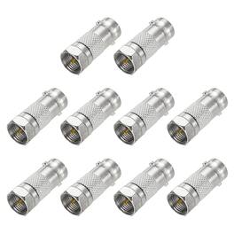 Unique Bargains - 10pcs Coaxial Cable Connector, F Male to BNC Female Adapter 75 Ohm Nickel Plated for CCTV/Gaming - Silver