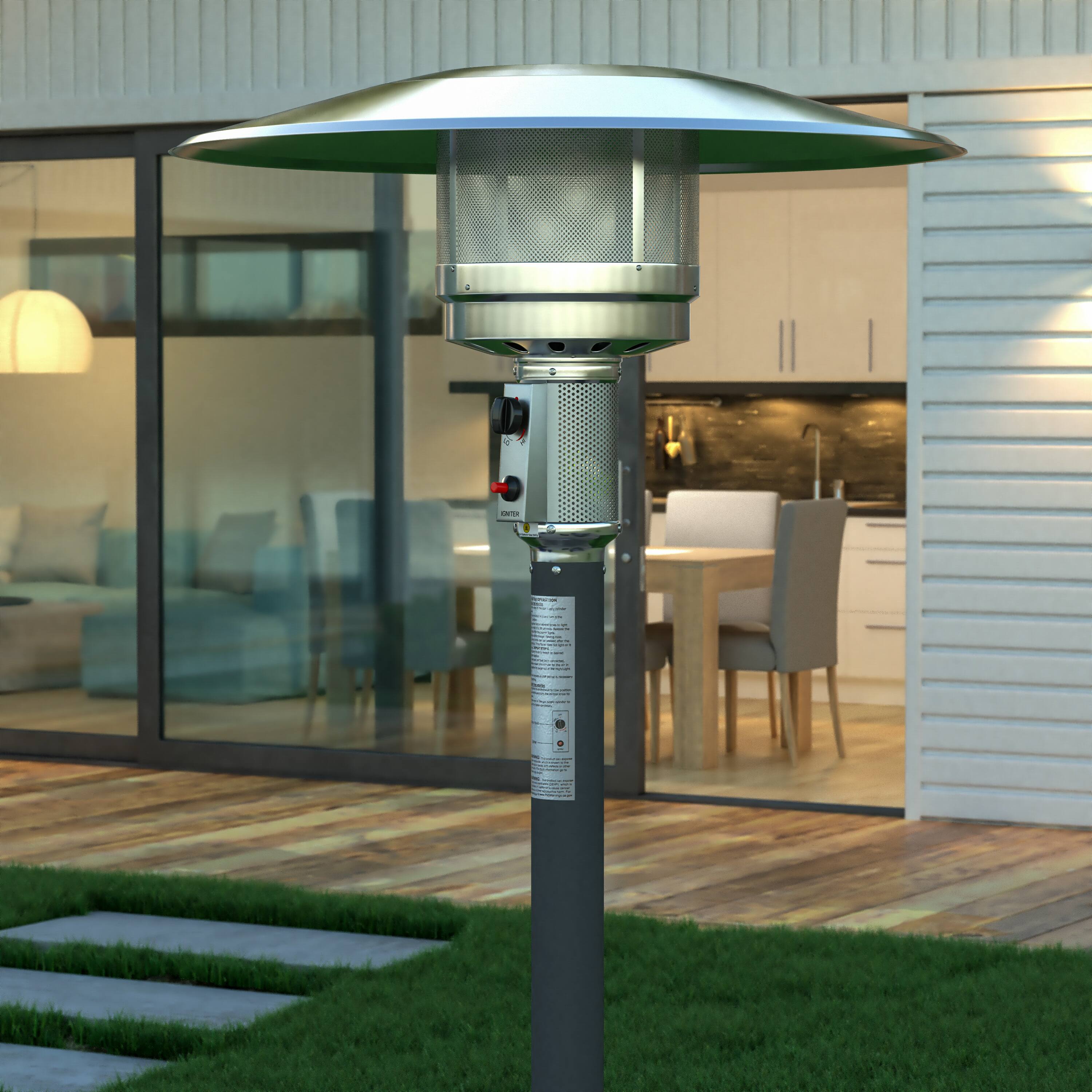 Alt View 3. Emma + Oliver - Outdoor Patio Heater - 7.5 Feet Round Steel Patio Heater - 40,000 BTU's - Slate Gray.