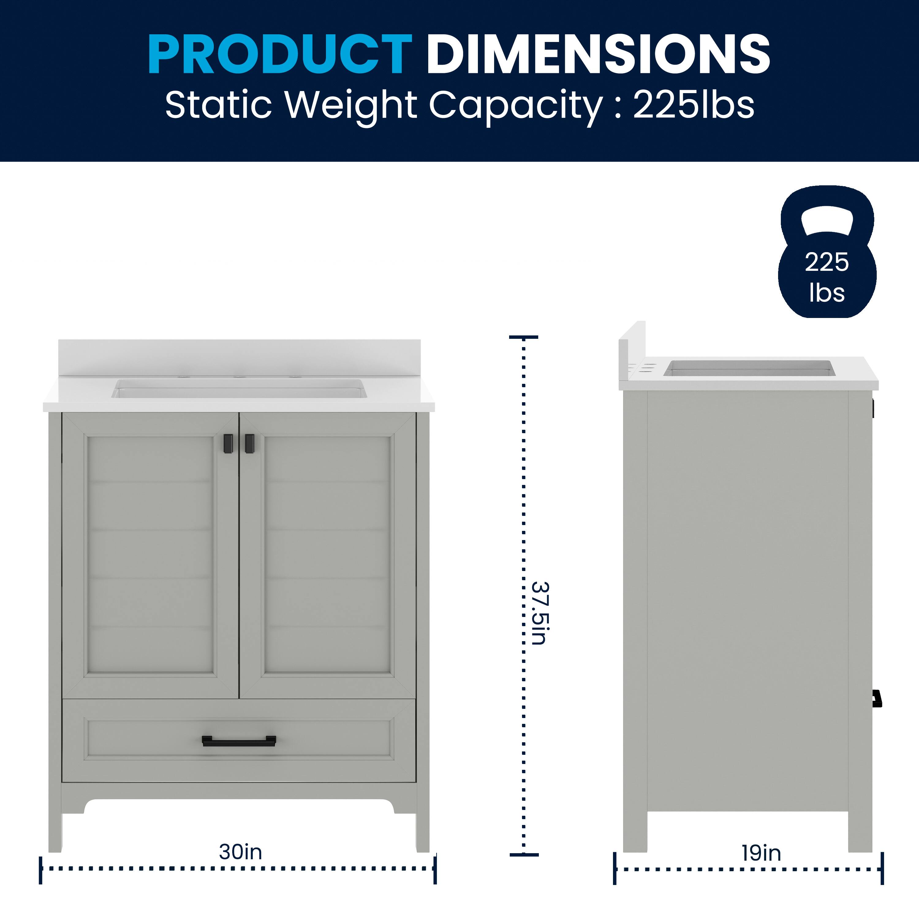 PRODUCT DIMENSIONS  
Static Weight Capacity: 225 lbs  
37.5in  
30in  
19in