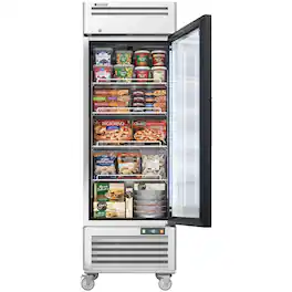 Coolski - 27 in. 21.8 cu. ft. 1-Glass Door Commercial Reach In Display Upright Freezer - Stainless Steel