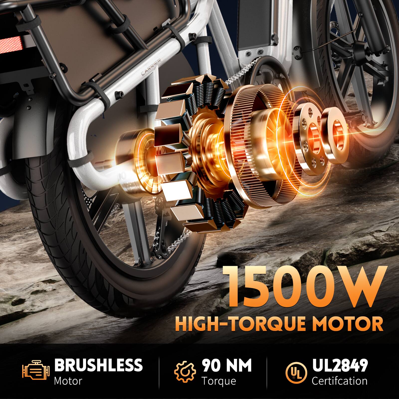 CANNIE 1500W HIGH-TORQUE MOTOR  
BRUSHLESS Motor  
90 NM Torque  
UL2849 Certification