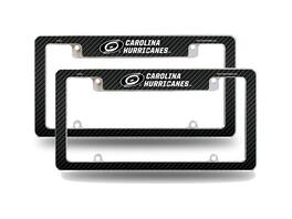 Rico Industries - Carolina Hurricanes NHL (Set of 2) Chrome Metal License Plate Frames with Carbon Fiber Design - Multi