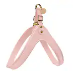 Front. PoisePup - Real Leather Comfortable Step-in Harness for Dogs - Light Pink.