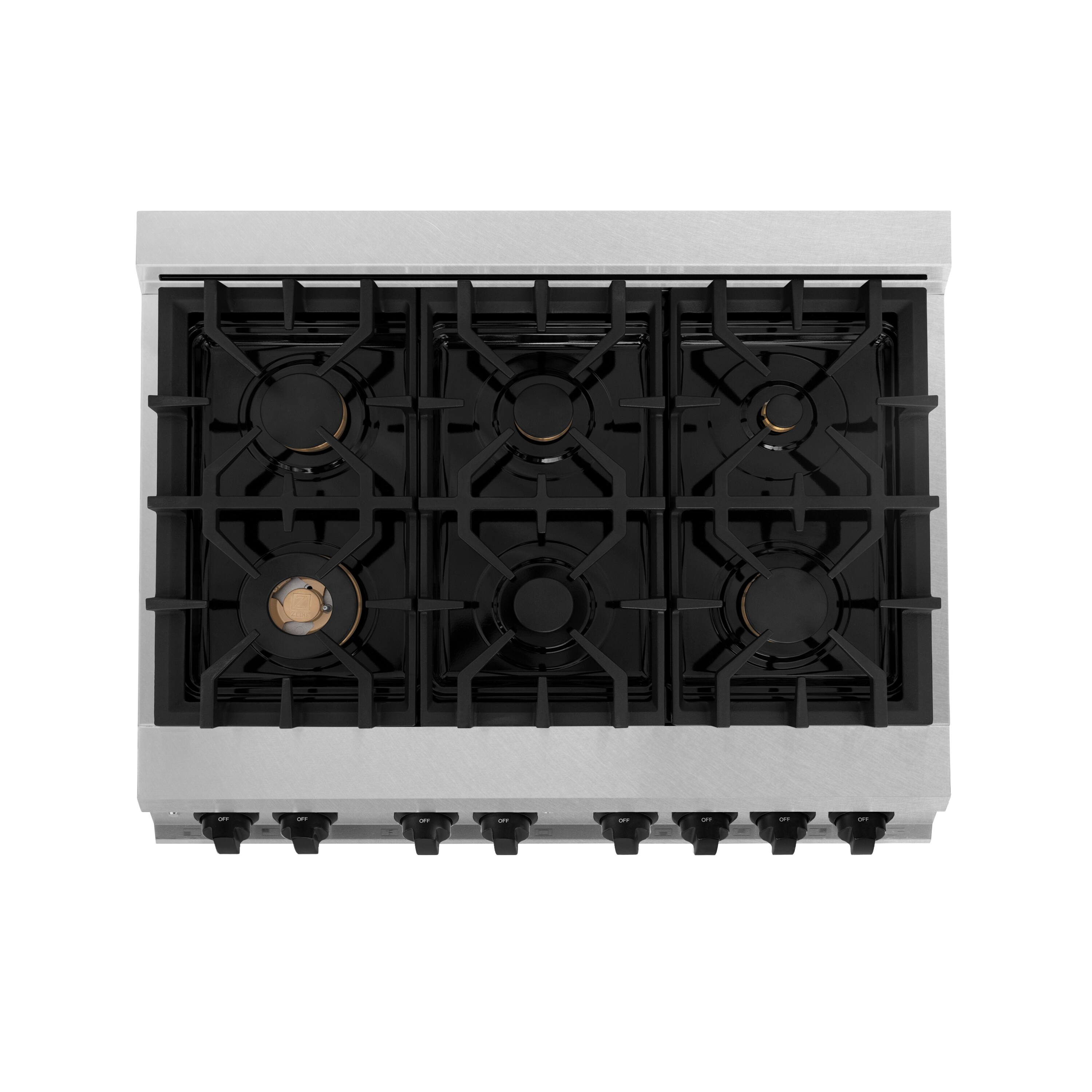 Alt View 2. ZLINE - ZLINE Autograph 36 in. Legacy Dual Fuel Range in Satin Steel w/ White & Black Accents (RASZ-WM-36-MB) - Stainless steel.