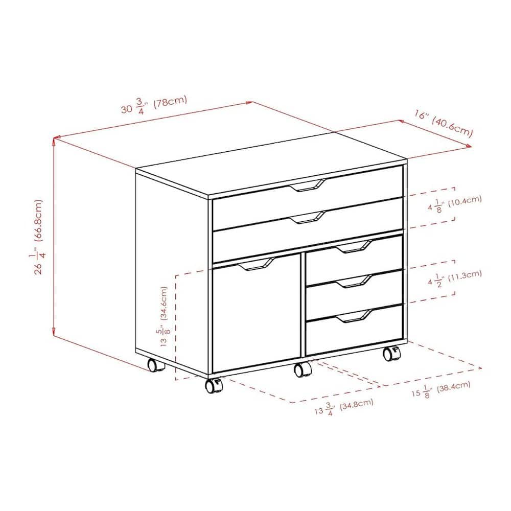 FurniFact - Office Storage Cabinet With Drawers - Black