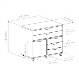 FurniFact - Office Storage Cabinet With Drawers - Black