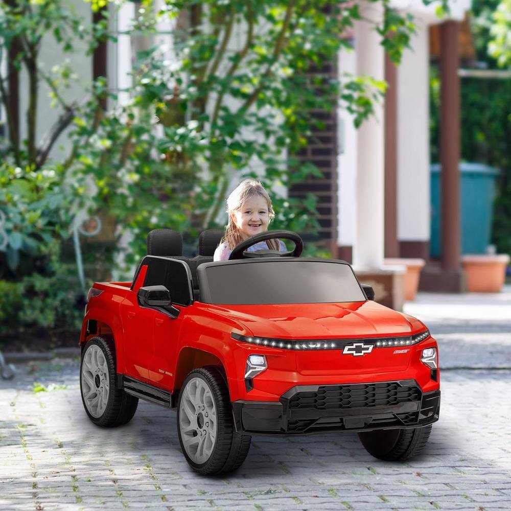 Angle. BreeBe - Qaba 12V Kids Chevrolet Silverado EV RST Licensed Electric Ride-On Car with Parent Remote, Soft Start, Music, 3-Speed - Red.