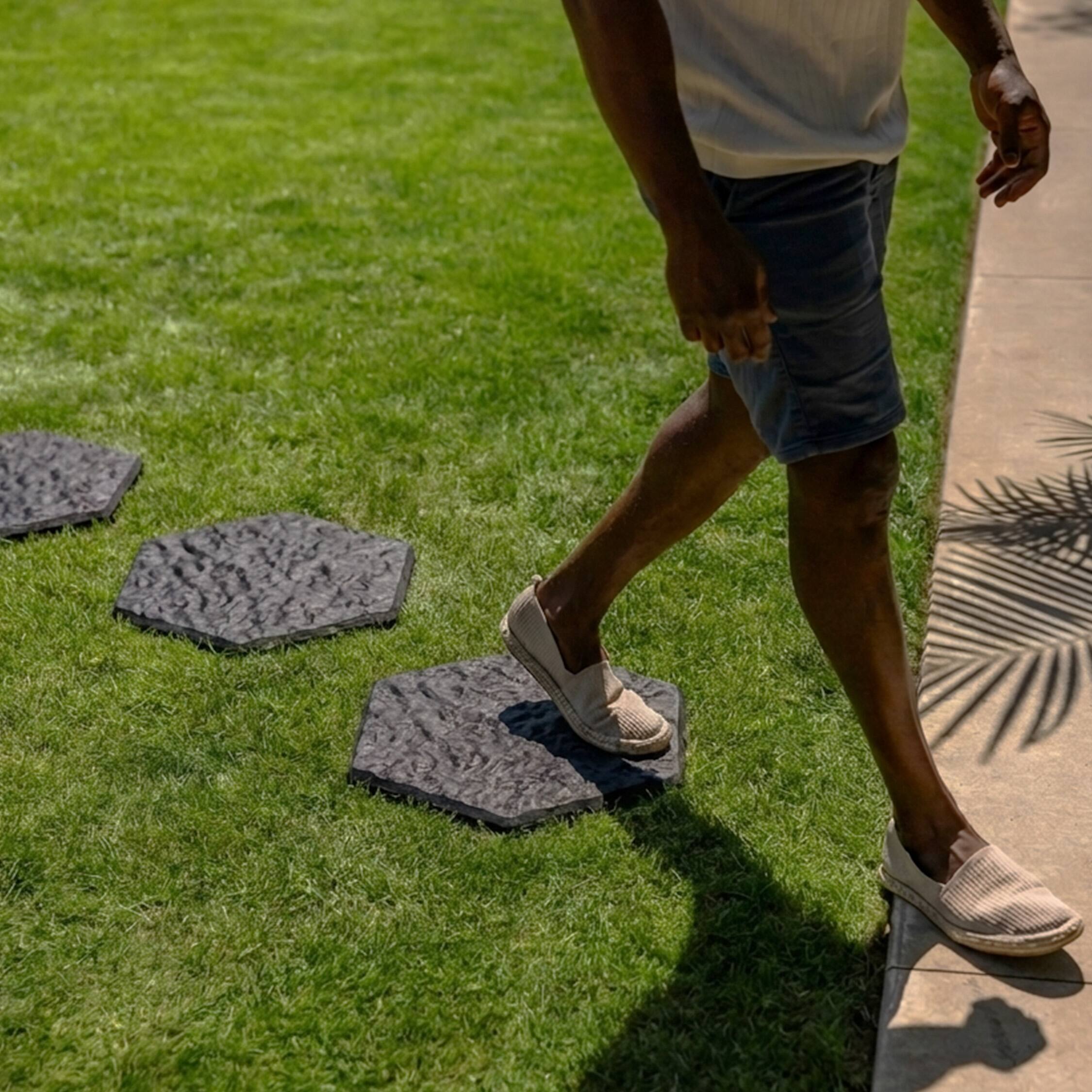 Alt View 3. Tierra Verde - TierraVerde 10 Pack 13" x 15" Stomp Hex Decorative Stepping Stones, Black - Black.