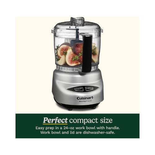 CHOP GRIND  
Cuisinart MN-FREP PLUS  
Perfect compact size  
Easy prep in a 24-oz work bowl with handle.  
Work bowl and lid are dishwasher-safe.